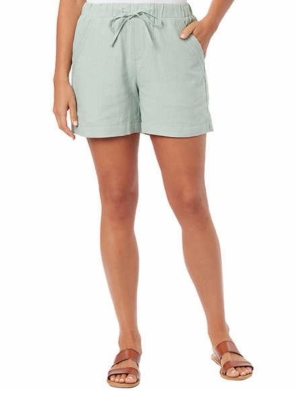 BRIGGS Linen Blend Pull On Shorts S